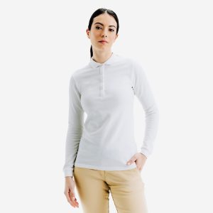 Women's Golf Polo Long Sleeves - Mw500 Ivory