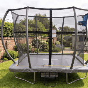 Big Foot 5x7ft Rectangular Trampoline with Safety Enclosure Grey - Free Ladder Shoe Tidy Anchor Kit Basketball