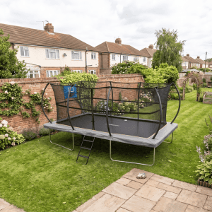 Big Foot 9x14ft Rectangular Trampoline with Safety Enclosure Grey - Free Ladder Shoe Tidy Anchor Kit Basketball