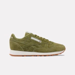 Reebok Classic Leather Sneakers, GritGreen/Chalk/Gum