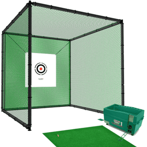 Hillman PGM 3m Heavy Duty Golf Practice Cage Practice Mat with Tee And Ball Dispenser Package