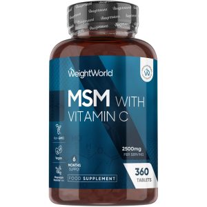 MSM with Vitamin C Tablets | 2500mg 360 Tablets | WeightWorld UK