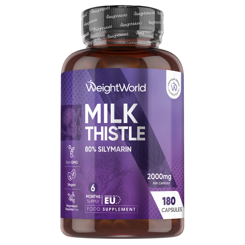 ss-weightworld-49885 Milk Thistle Capsules - 2000mg 180 Capsules - Natural Supplement For Liver & Gut
