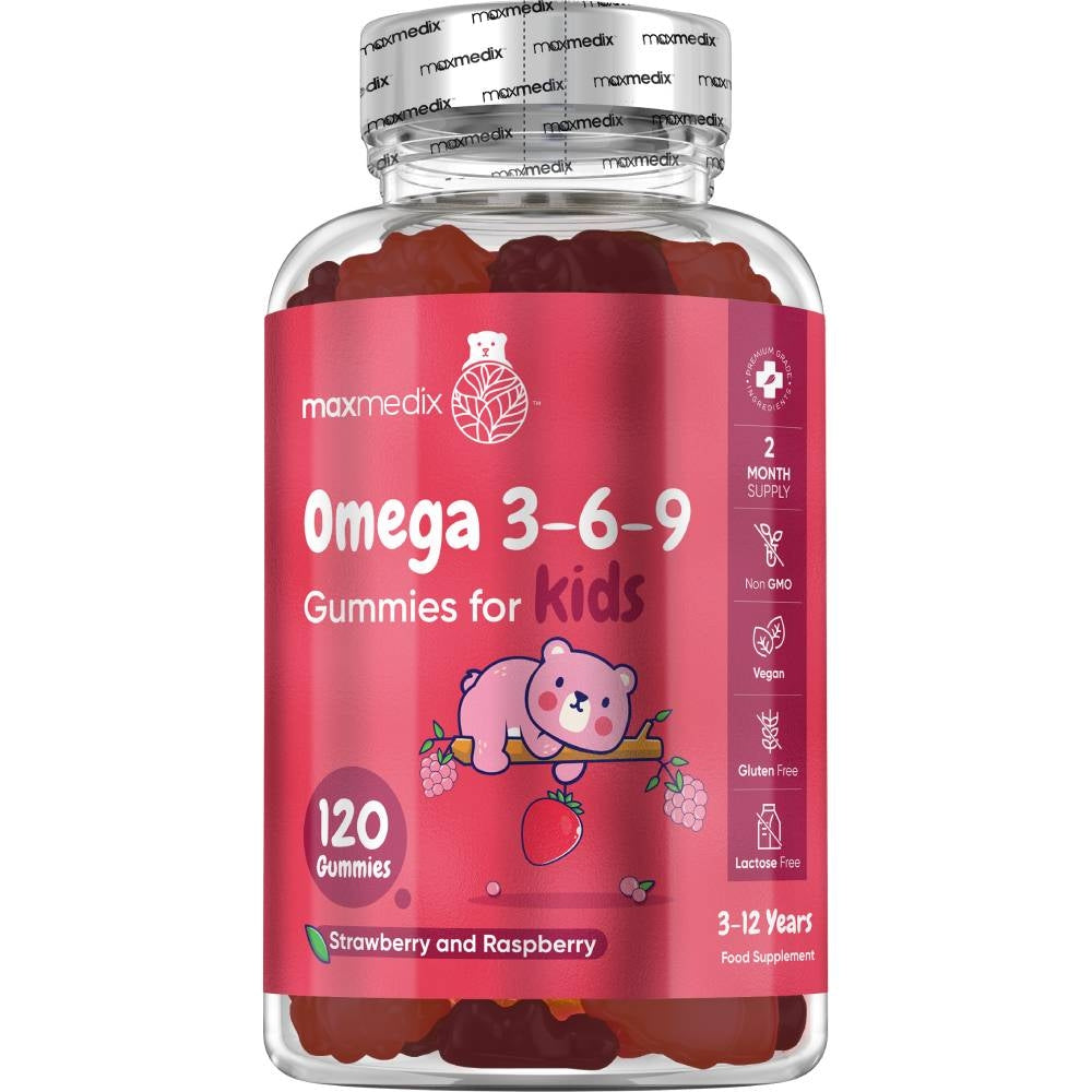 ss-weightworld-49989 Vegan Omega 3-6-9 Gummies for Kids | Strawberry & Raspberry flavour | Brain & Vision Support | maxmedix